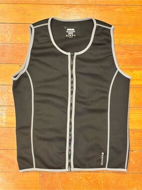 SaunaFX Black Zip-Up Sauna Vest with Gray Trim Men’s L